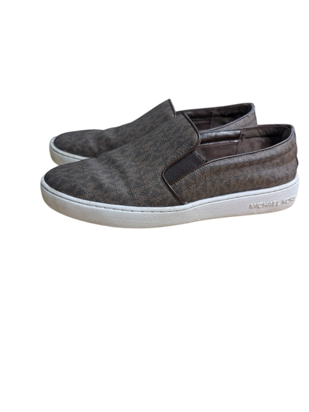 Michael Kors Brown Logo Monogram Slip-On Sneakers Size 8